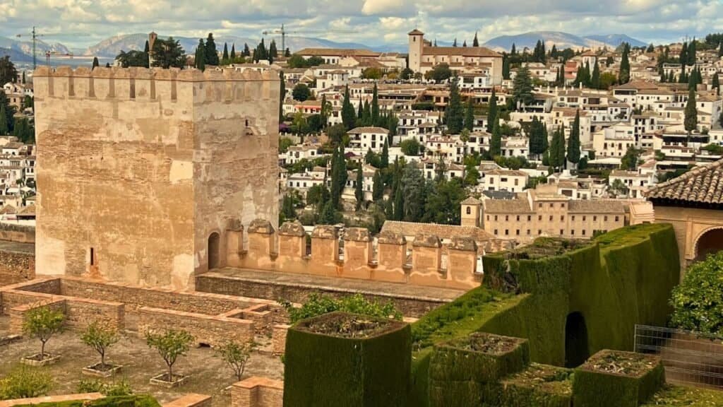 a view of granada from inside the alhambra
